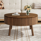 Modern Round Lift-Top Coffee Table with Half Flip-Top & Hidden Storage