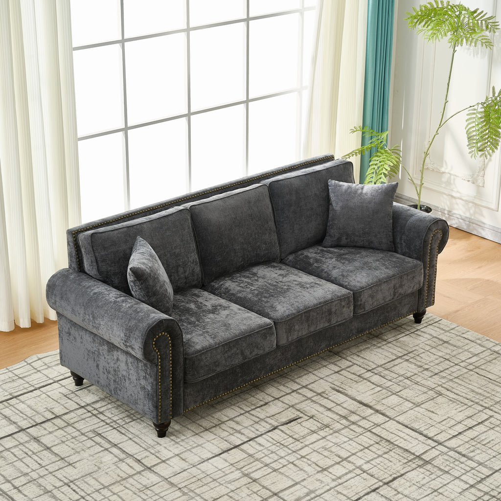 86" Modern 3-Seater Sofa with Rolled Arms