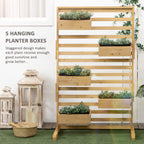 Outsunny Wooden Plant Trellis Stand with 5 Hanging Planter Boxes
