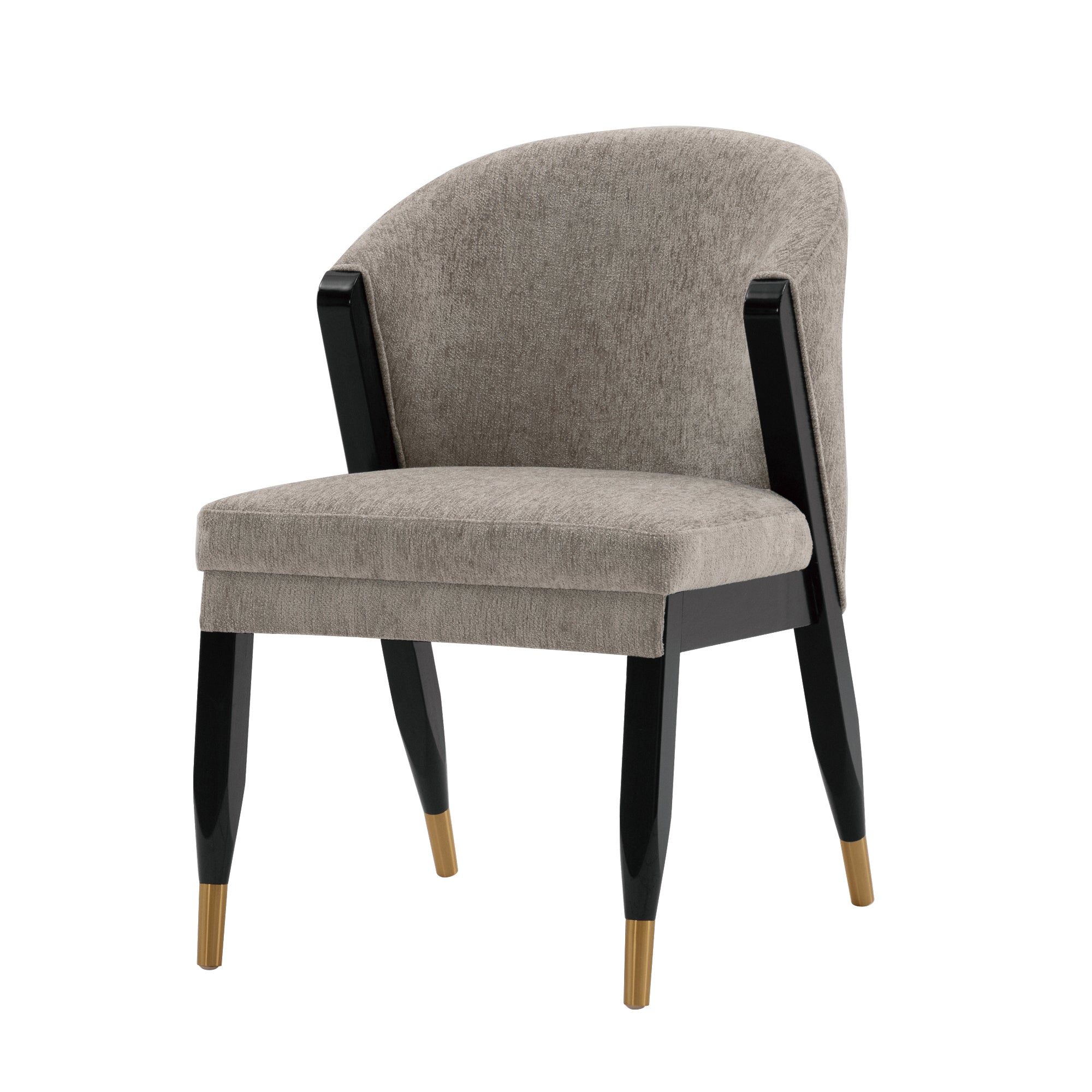 Ola Wood Chenille Dining Chair in Stone