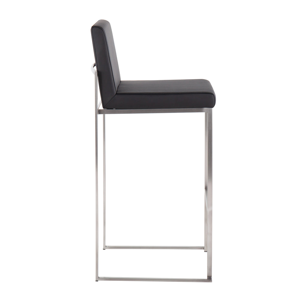Contemporary High Back Barstool in Stainless Steel