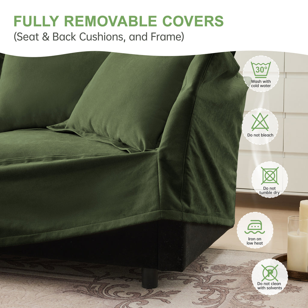 Modern Slipcovered 2-Seat Sofa Couches for Living Room