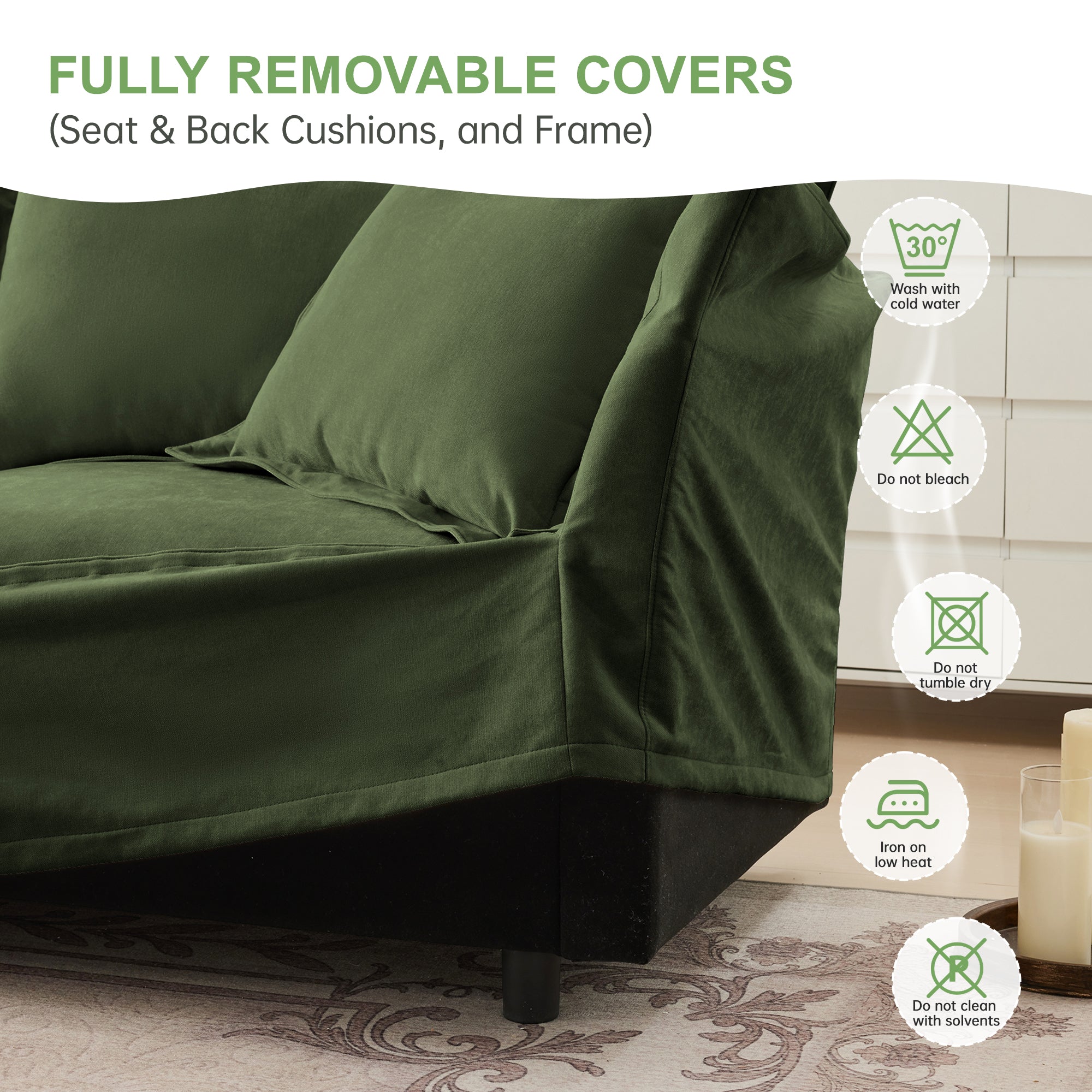 Slipcovered U Shape Sectional Deep Seat Sofa