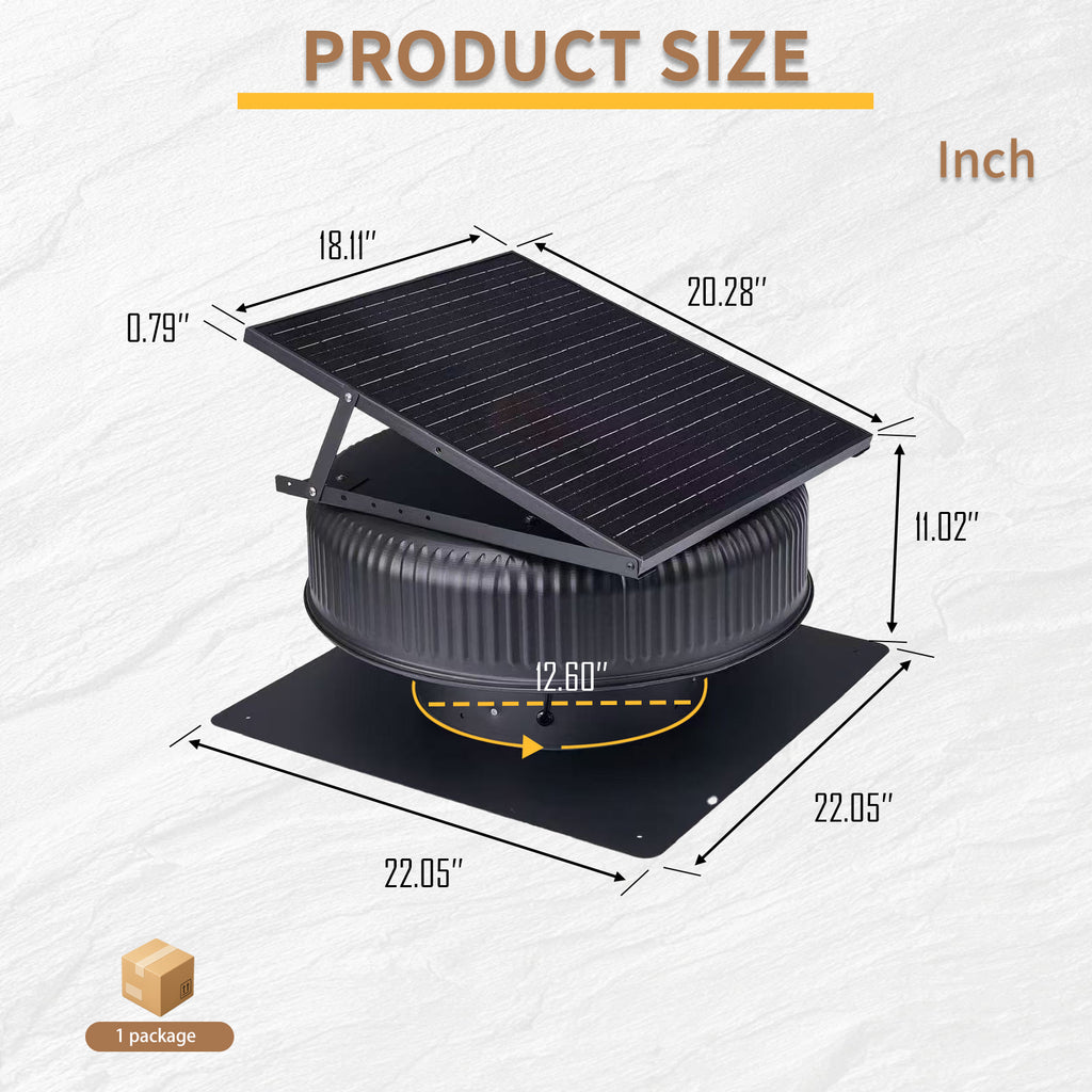 12" Adjustable Solar Roof Vent Fan
