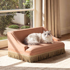 Duchess 33" Medium Princess Pet Bed Sofa with Fringe Skirt, Peach