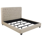 Copper Oatmeal Upholstered Eastern King Panel Bed