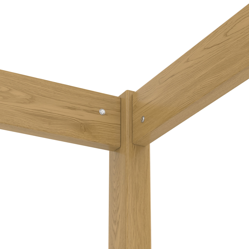 Twin Size Canopy Bed Frame with Guardrails for Kids