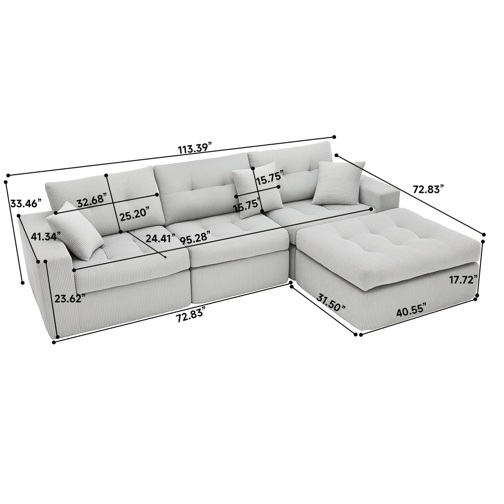 Corduroy Corner Chaise Compression Sofa Bed