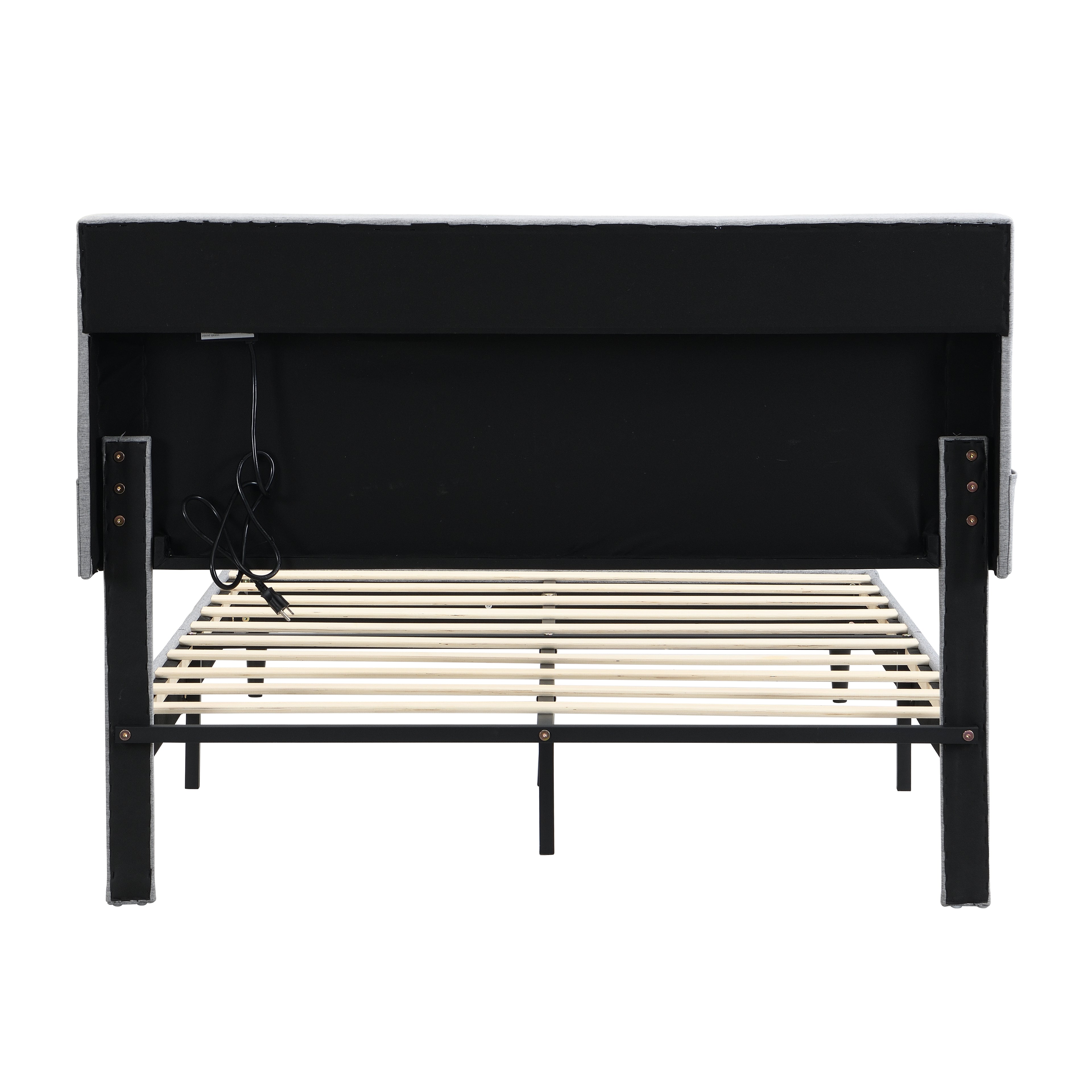 Queen-Size Upholstered Platform Bed Frame