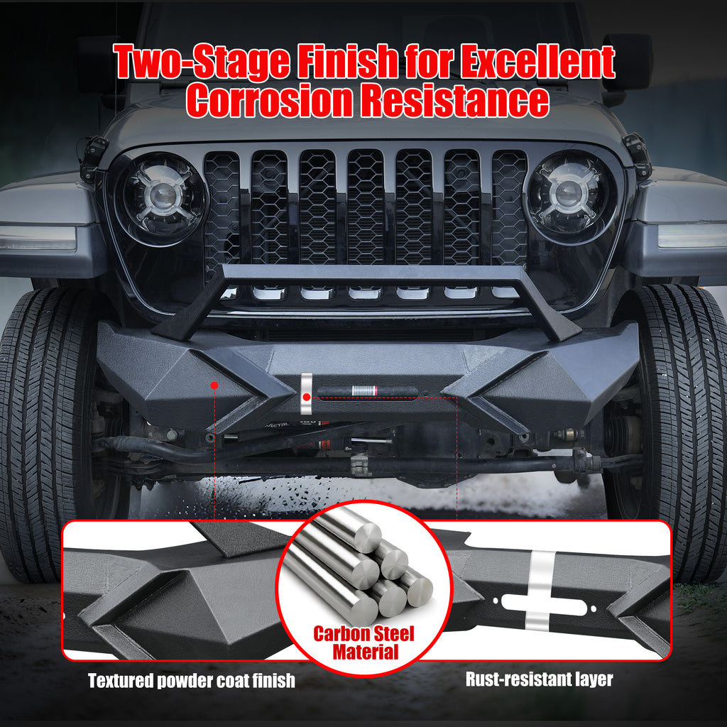 X Style Front Bumper with Winch Plate Compatible with Wrangler JK (2007-2017)