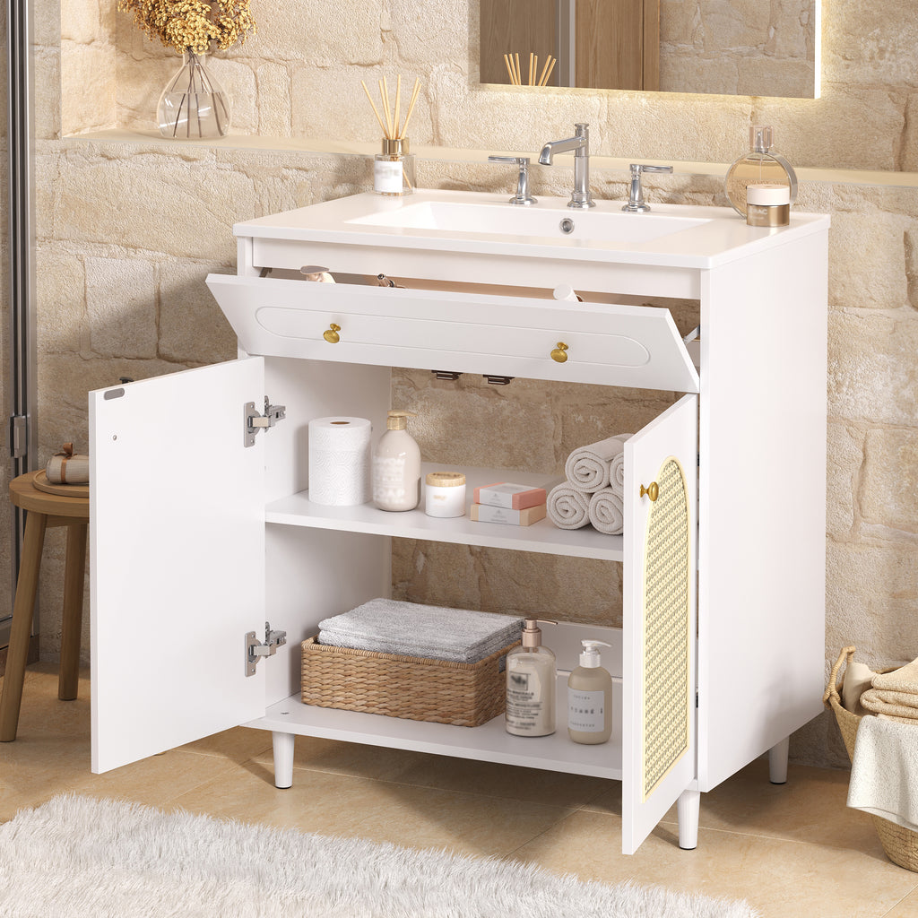 30" Bathroom Vanity with Ceramic Sink