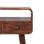Solid Wood Mini Curved Honey Console Table