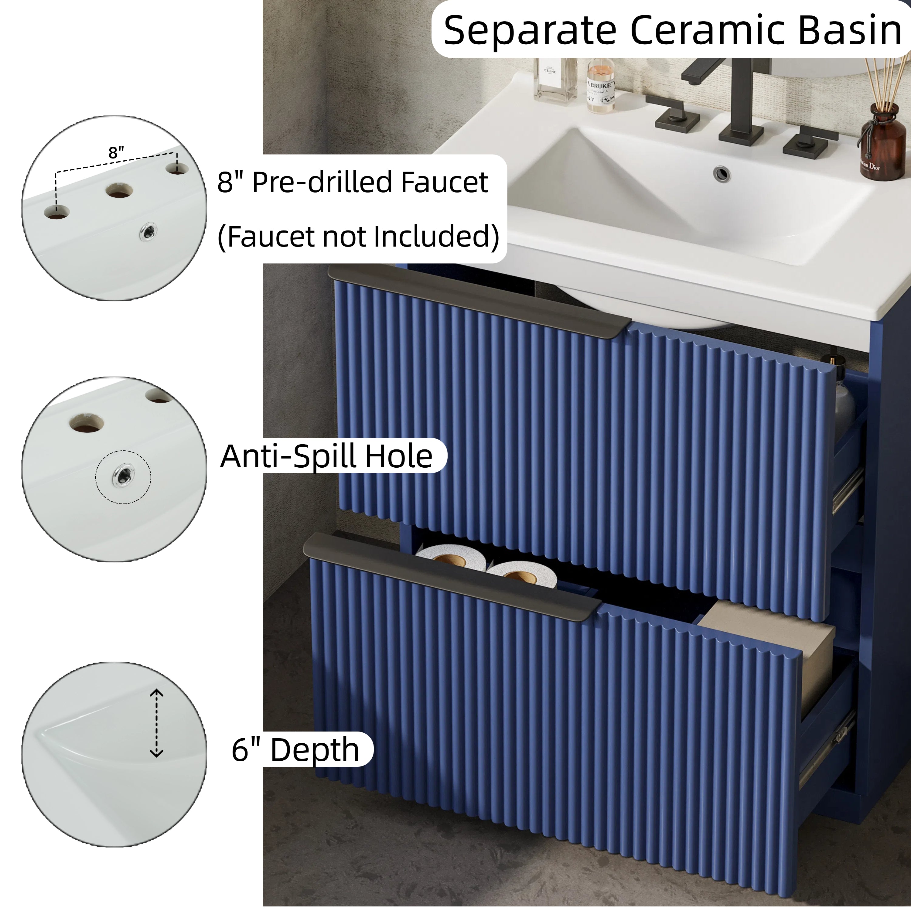 30" Bathroom Vanity with Ceramic Sink