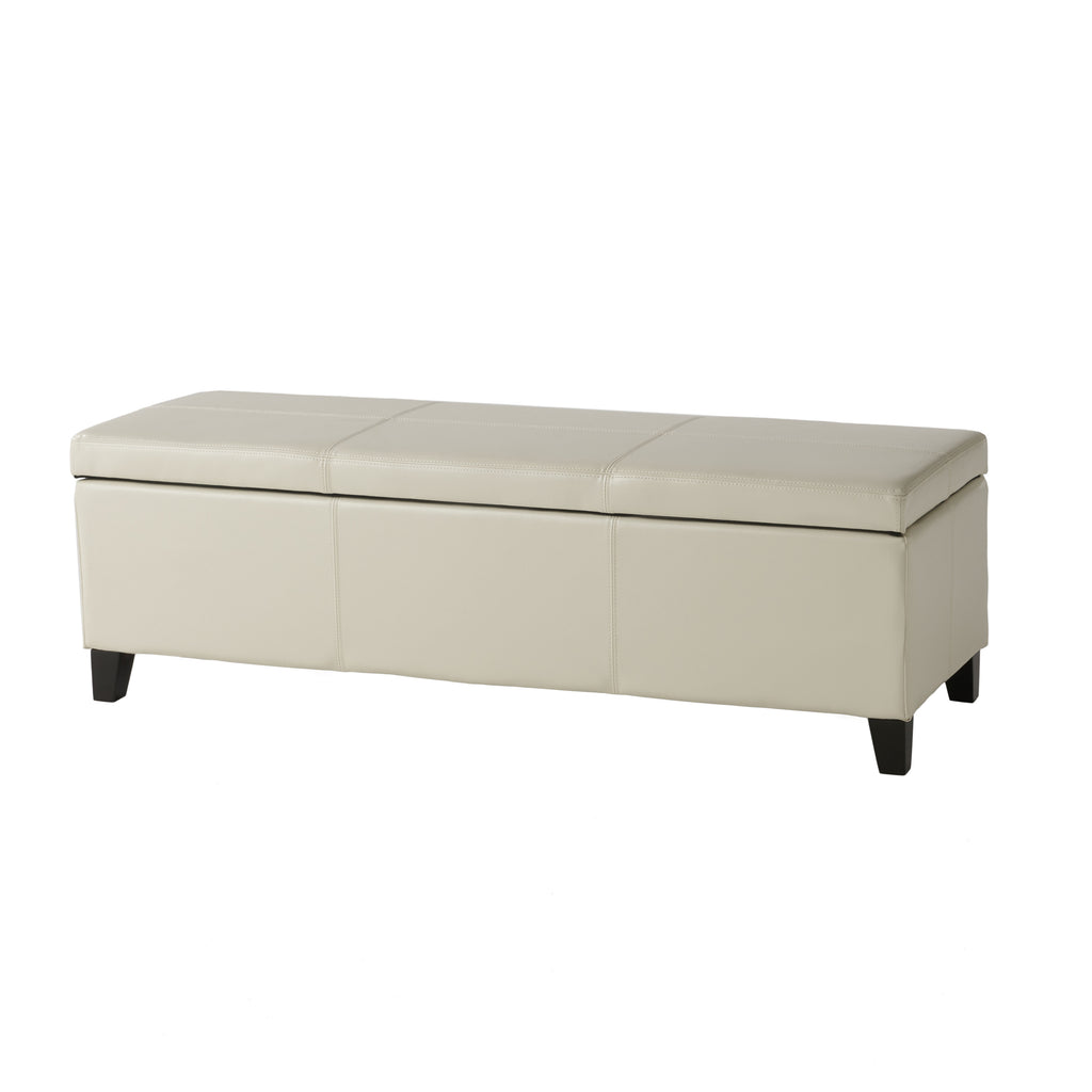 Upholstered PU Leather Storage Ottoman