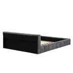 Elegant Chenille Upholstered Bed with Checkerboard Design, Queen