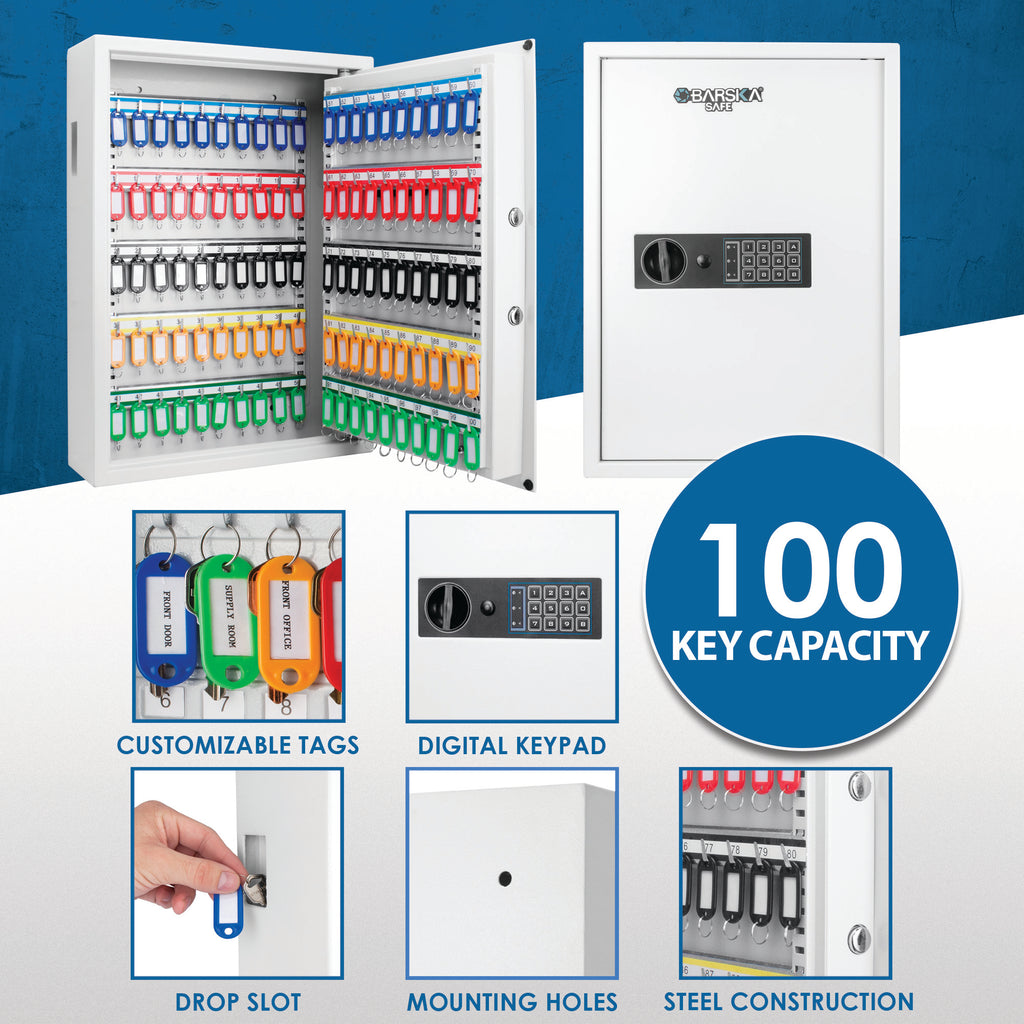 100 Keys Key Cabinet Digital Keypad Wall Safe