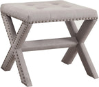 Linen Blend Accent Bench with Nailhead Trim