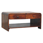 Solid Wood Aspen Slim Coffee Table, 4 Drawers, 1 Open Slot