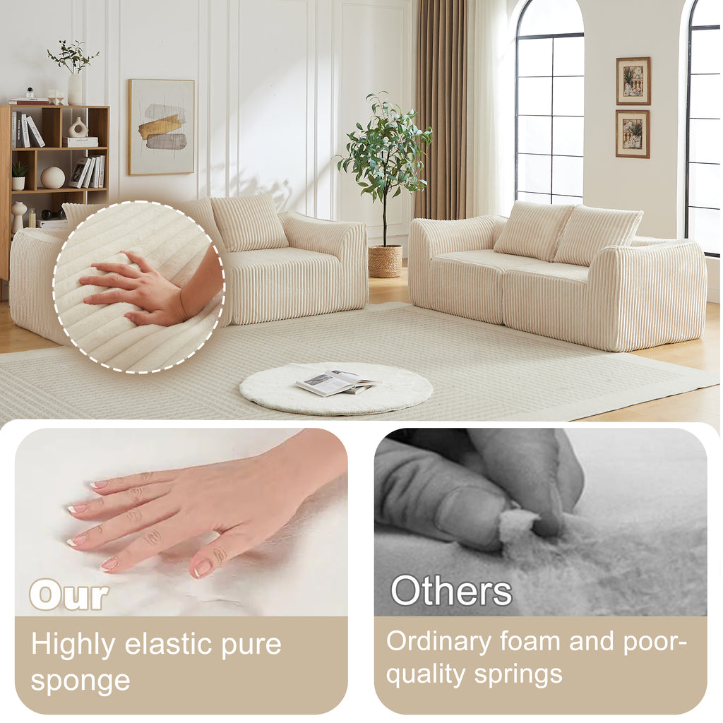 Minimalist 3+2 Seater Corduroy Sofa Set with Curved Lines