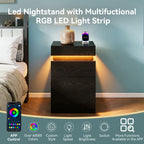 Nightstand with Built-In Charging Station and LED Lighting