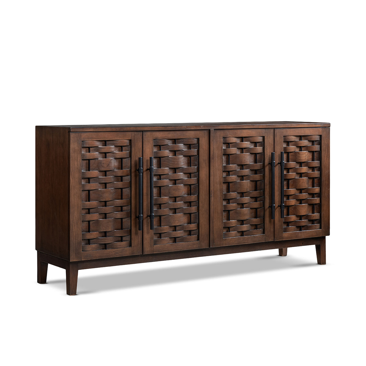 Koa 72" Woven Wood 4 Door Sideboard