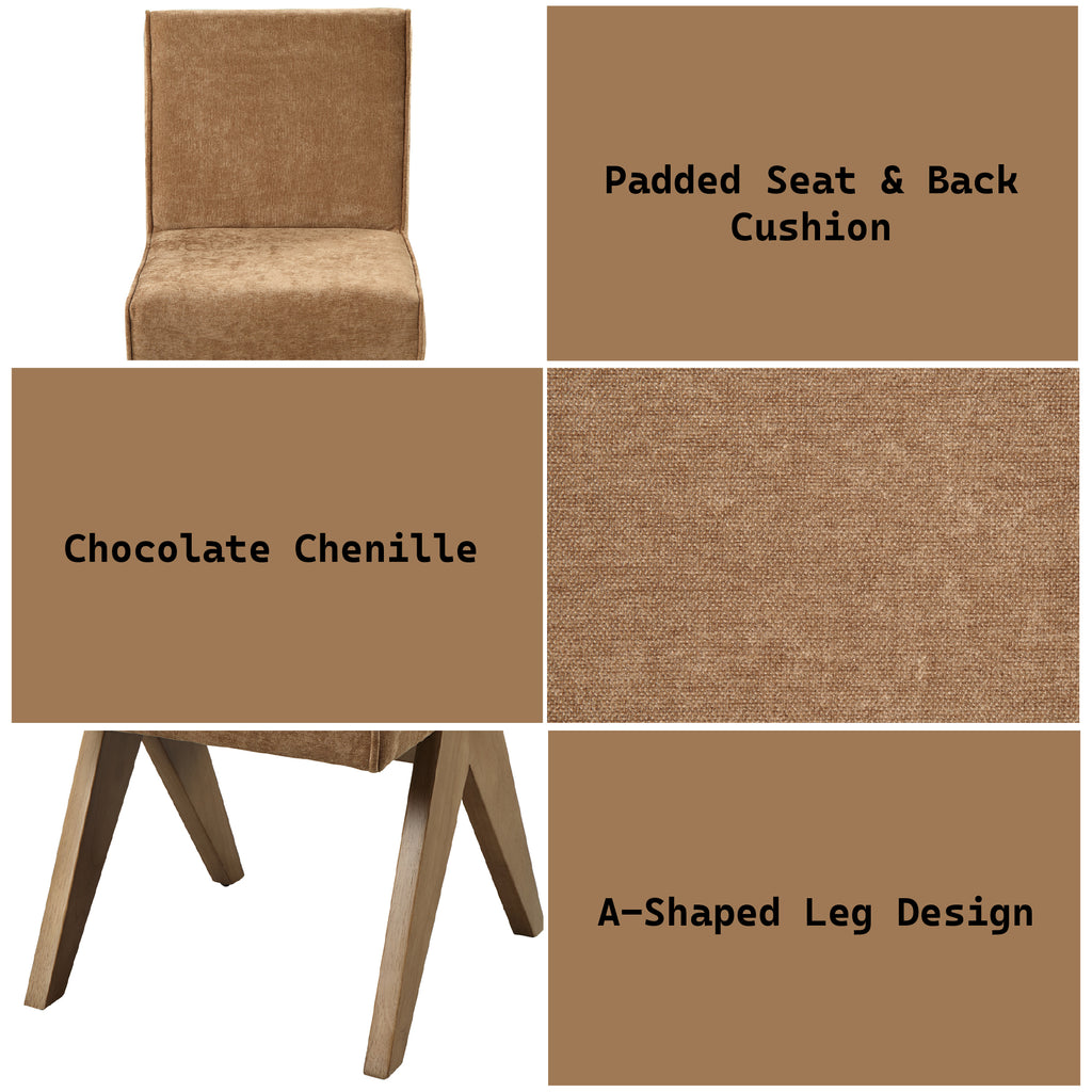 Zoey Chocolate Chenille Seating for Dining