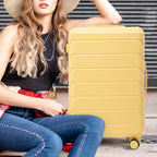 3-Piece ABS Spinner Wheel Luggage Set in Yellow