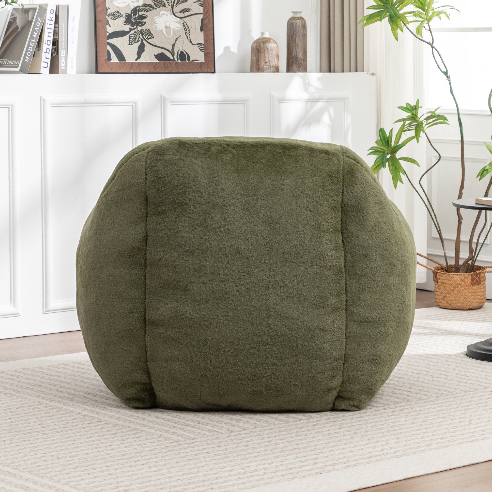 Faux Fur Bean Bag Chair with Back Support
