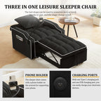 Sleeper Sofa Chair Bed - 3 In 1 Convertible Design