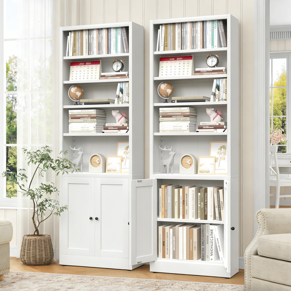 Industrial Metal Bookcase - 71 Inch Tall 5-Tier with Door