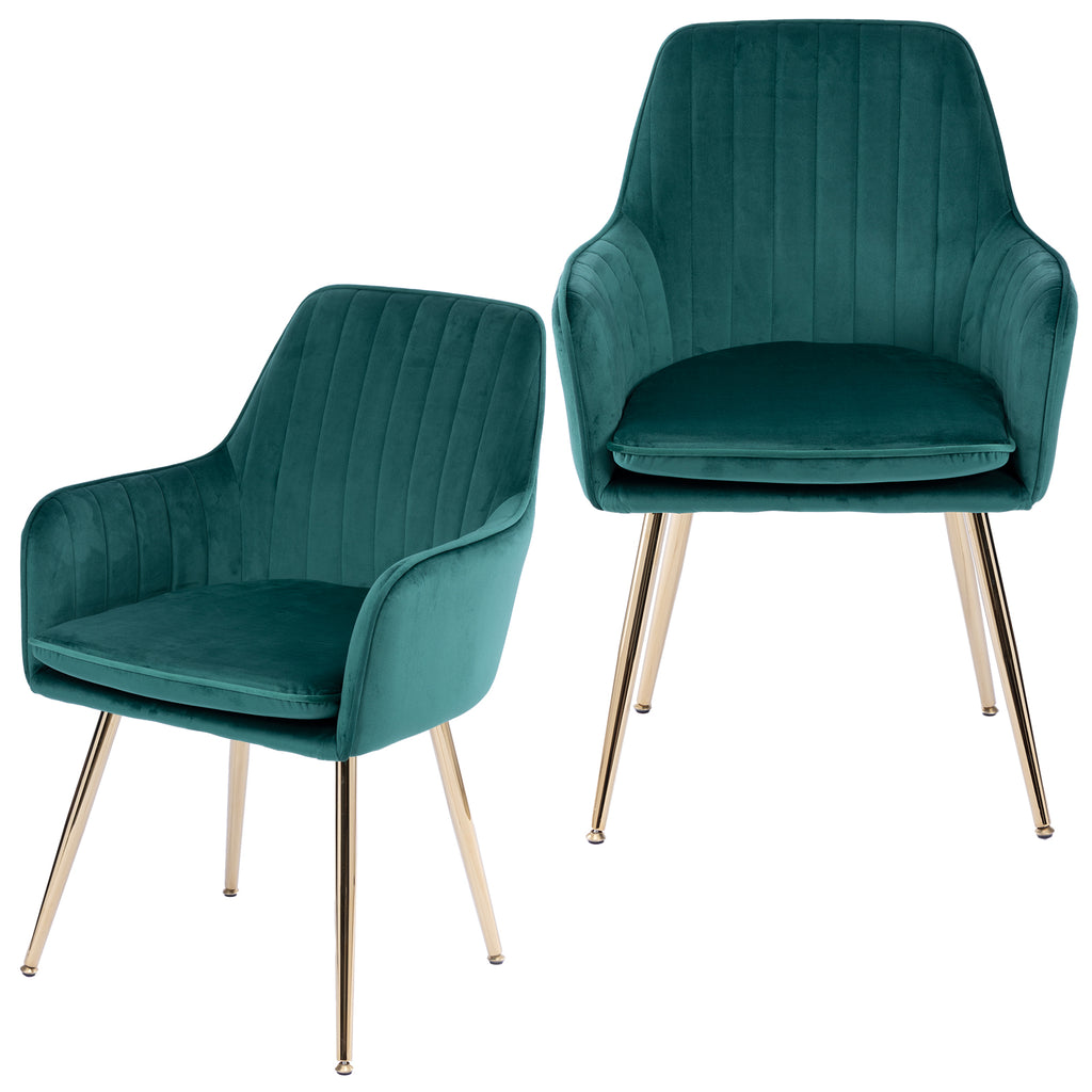 Velvet Dining Chair Set of 2 - Modern Mid-Back Accent Chairs