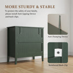 32" Wide Green Fluted 3-Drawer Nightstand