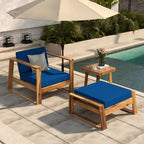 U_STYLE Acacia Wood Outdoor Lounge Set - Chair and Ottoman