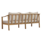 77.95" Outdoor Acacia Wood Frame Three-Seater Sofa