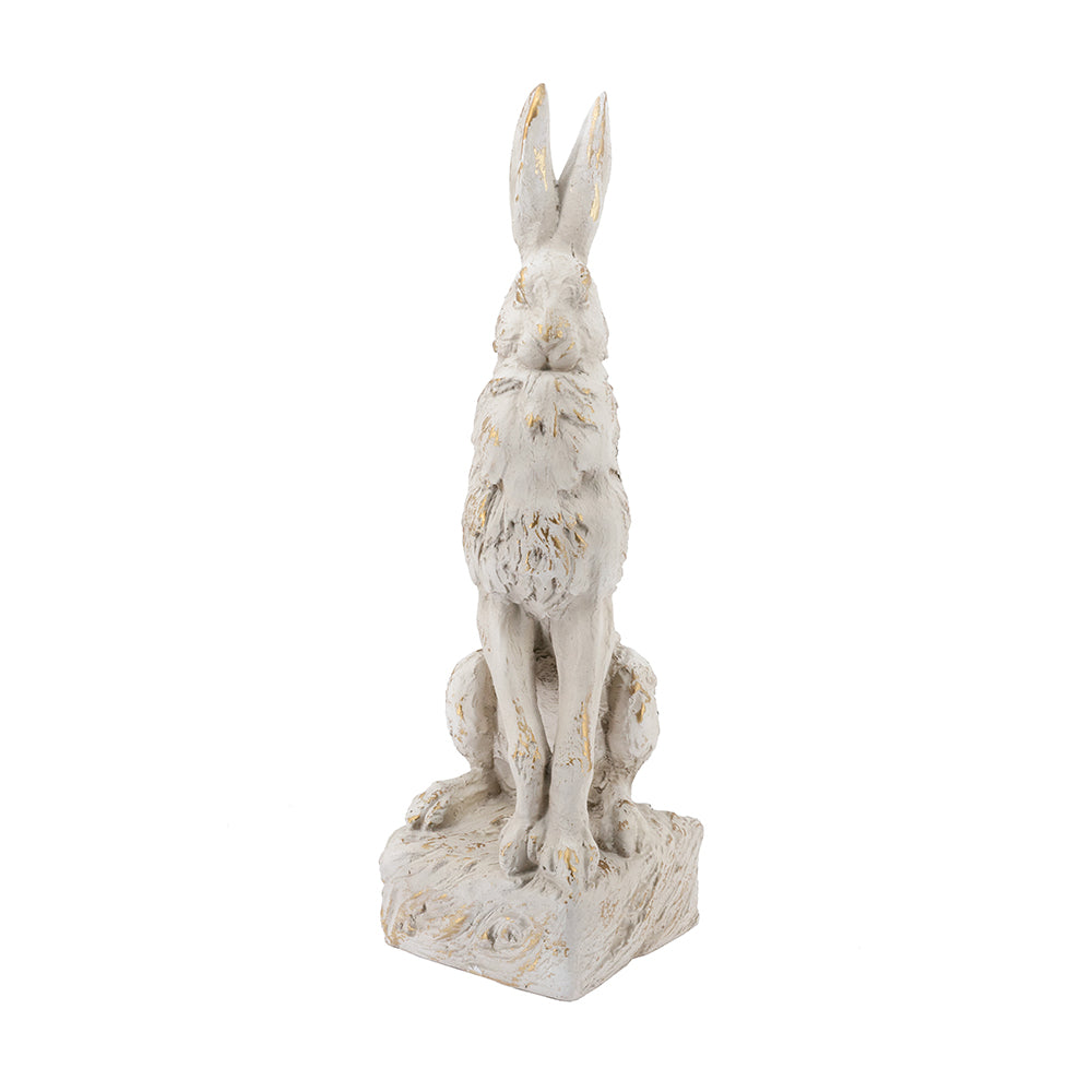 Large Magnesium Sitting Rabbit Figurine with Antique Finish