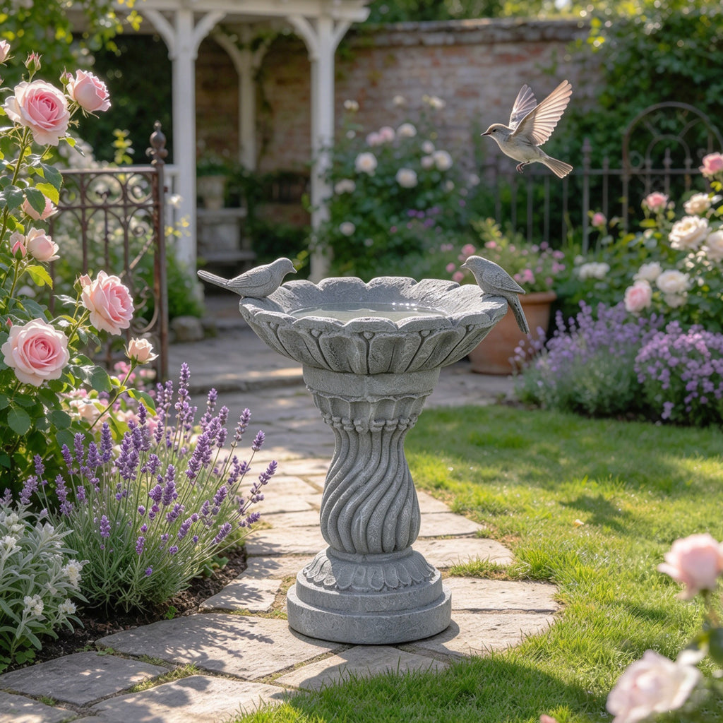 16.54" Garden Bird Bath Statue, Magnesium Oxide