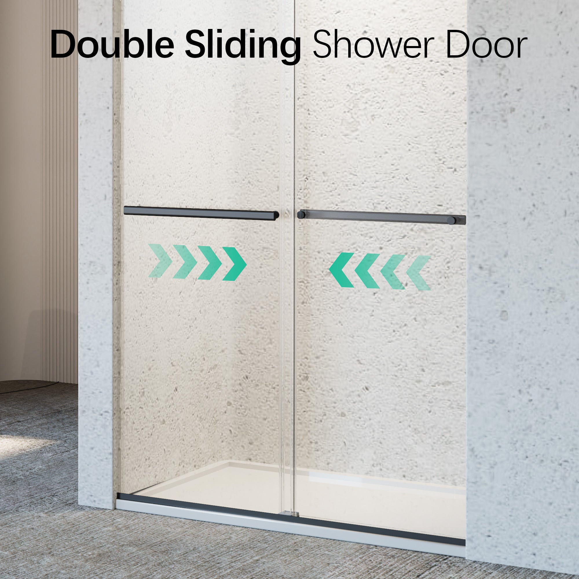 Frameless Double Sliding Shower Door - 46-48" W x 76" H