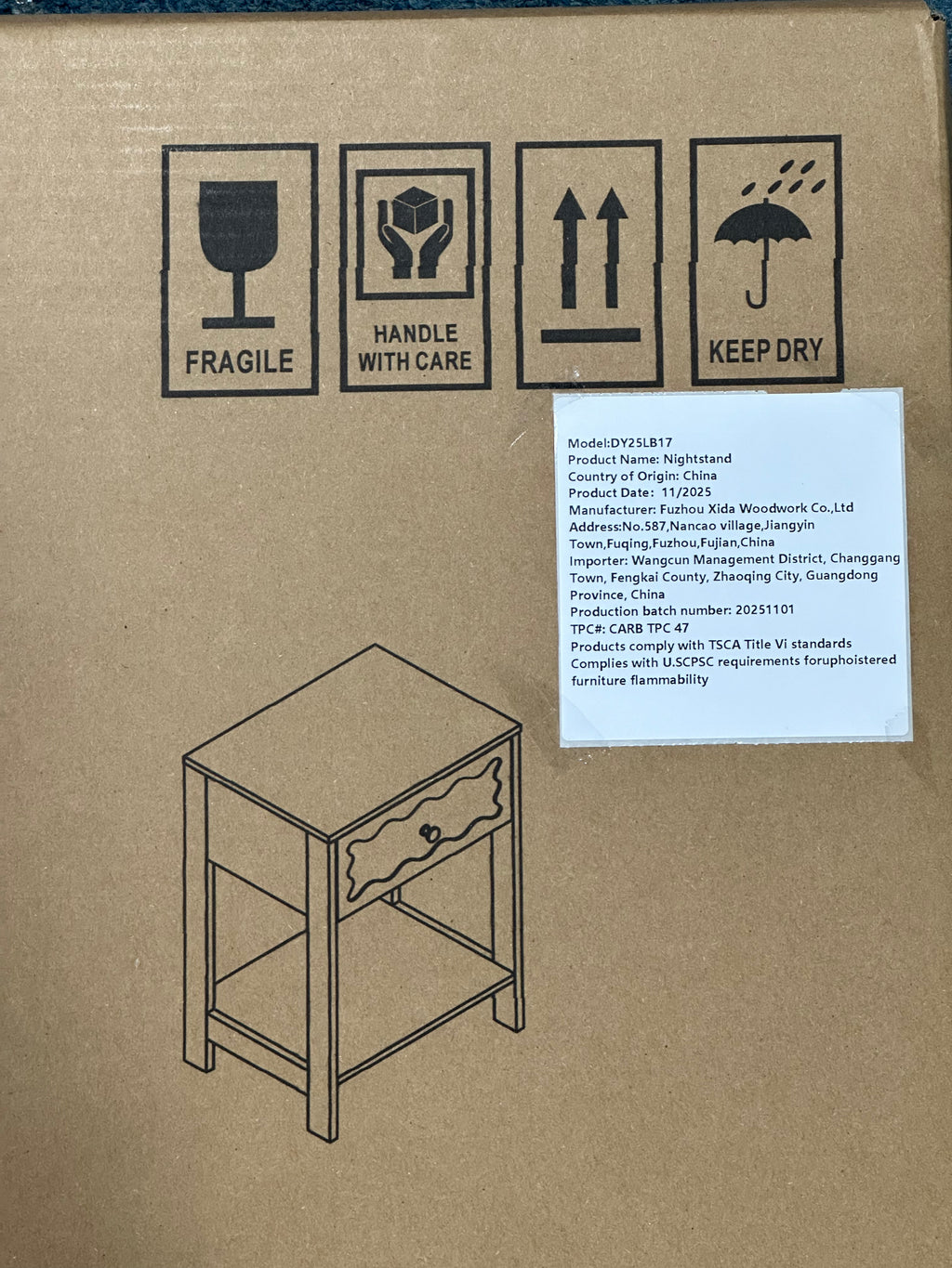 White Nightstand with Drawer and Open Shelf