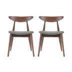 Set of 2 Retro Rubberwood Chairs with Ergonomic Back & Plush Cushions