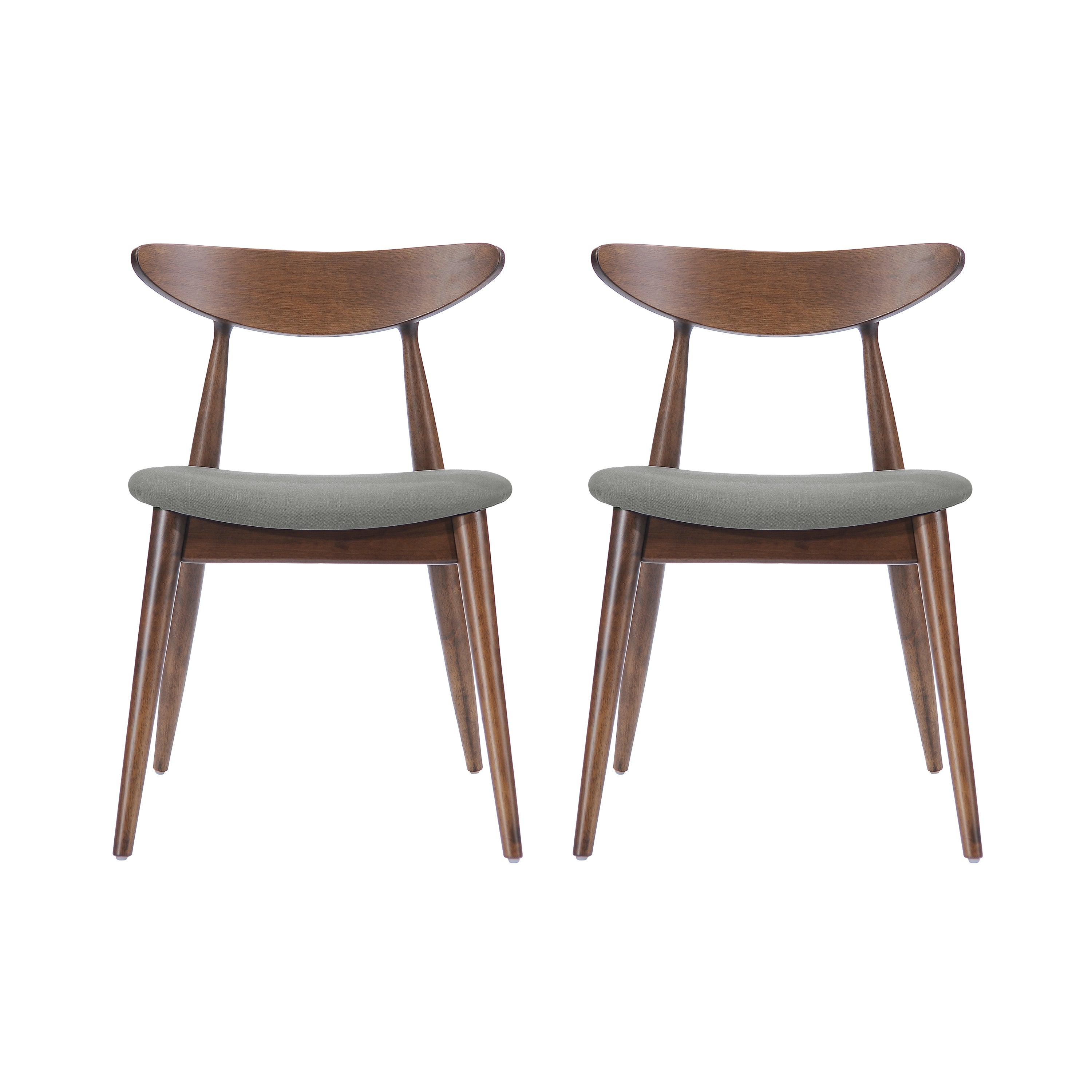 Set of 2 Retro Rubberwood Chairs with Ergonomic Back & Plush Cushions