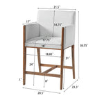 24'' Seat Height Upholstered Counter Stools with Arms for Kitchen Island/Dining Room, Set of 2