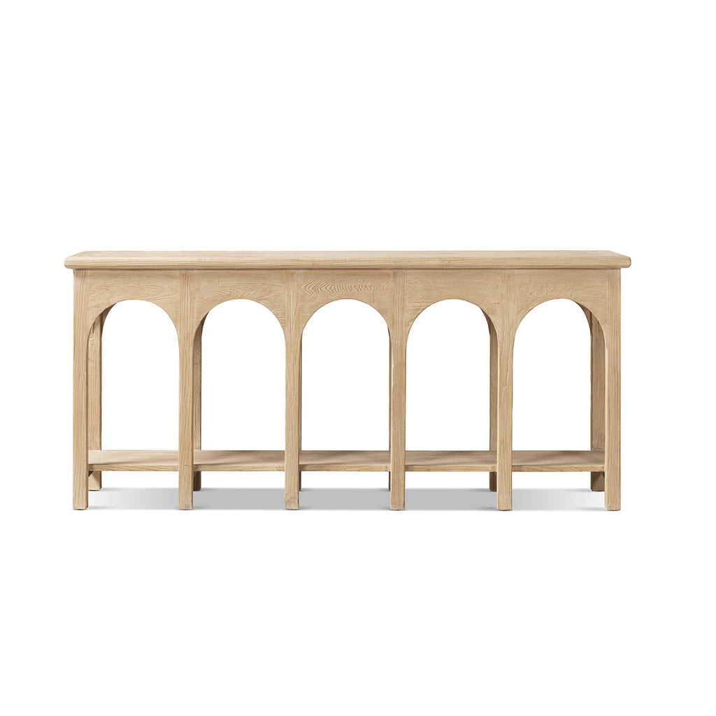 Solace Solid Reclaimed Elm Console Table, 78.5-Inch, Light Natural Brown
