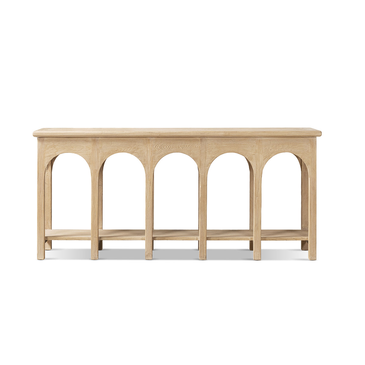 Solace Solid Reclaimed Elm Console Table, 78.5-Inch, Light Natural Brown