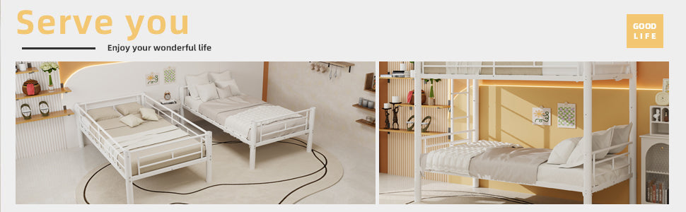 Twin Over Twin Metal Bunk Bed for Kids
