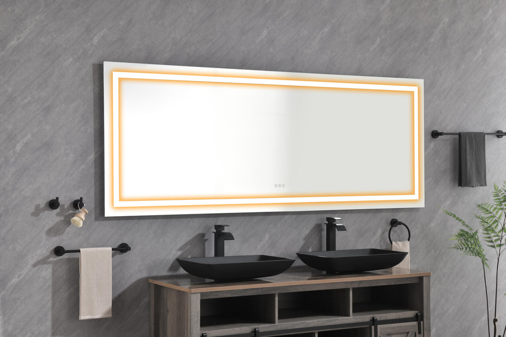 96 x 36 Inch LED Bathroom Mirror with Front and Backlight
