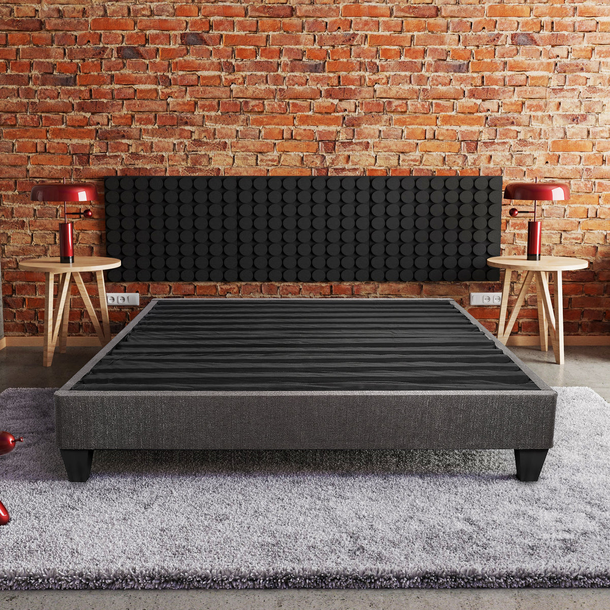 Contemporary 14 in. Platform Mattress Foundation, Twin Size Upholstered Bed Frame Base