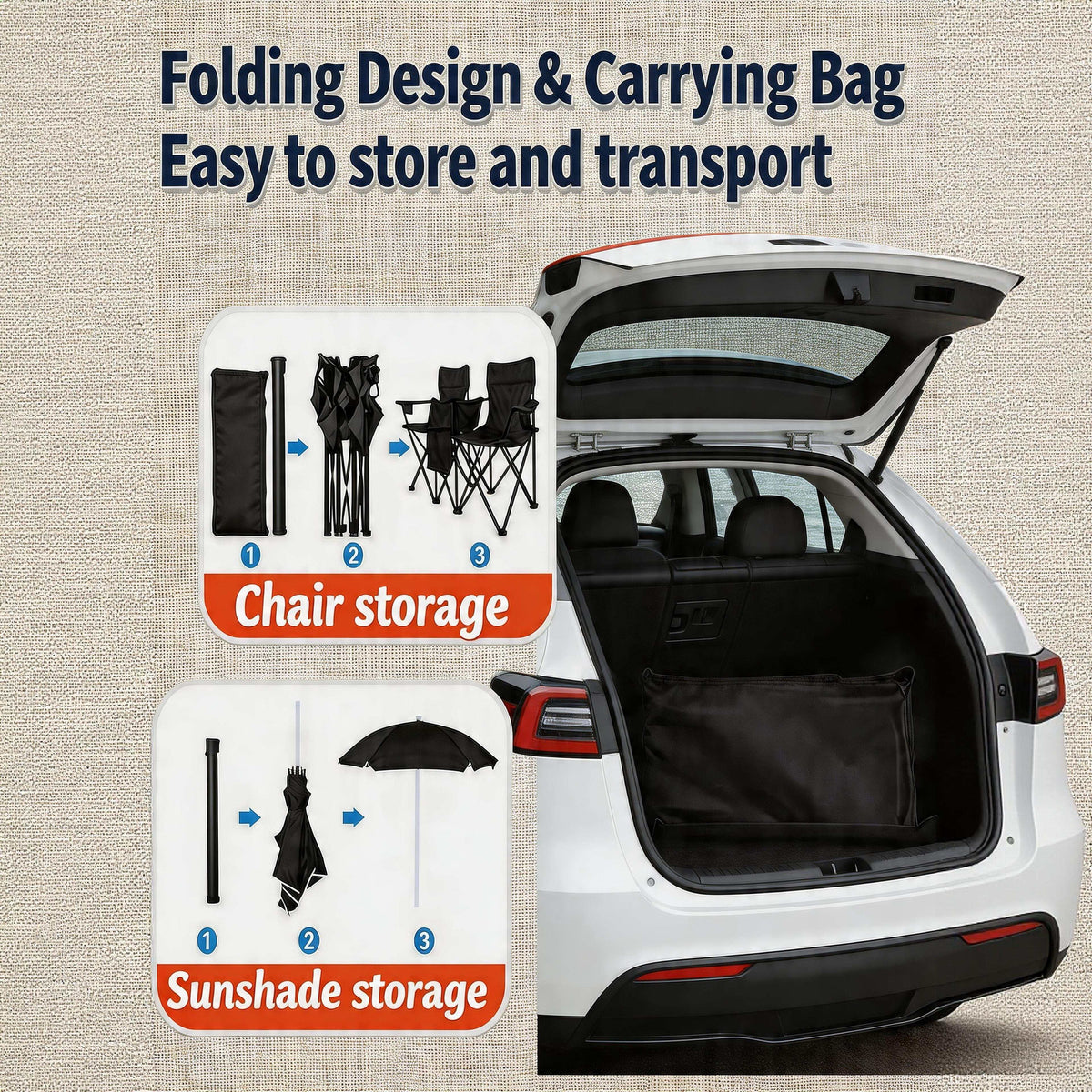 Portable Folding Picnic Chair Set with Umbrella