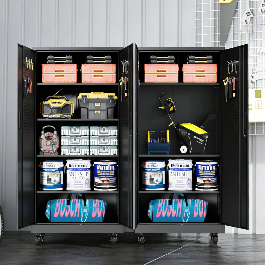Heavy-Duty Metal Storage Cabinet with Wheels