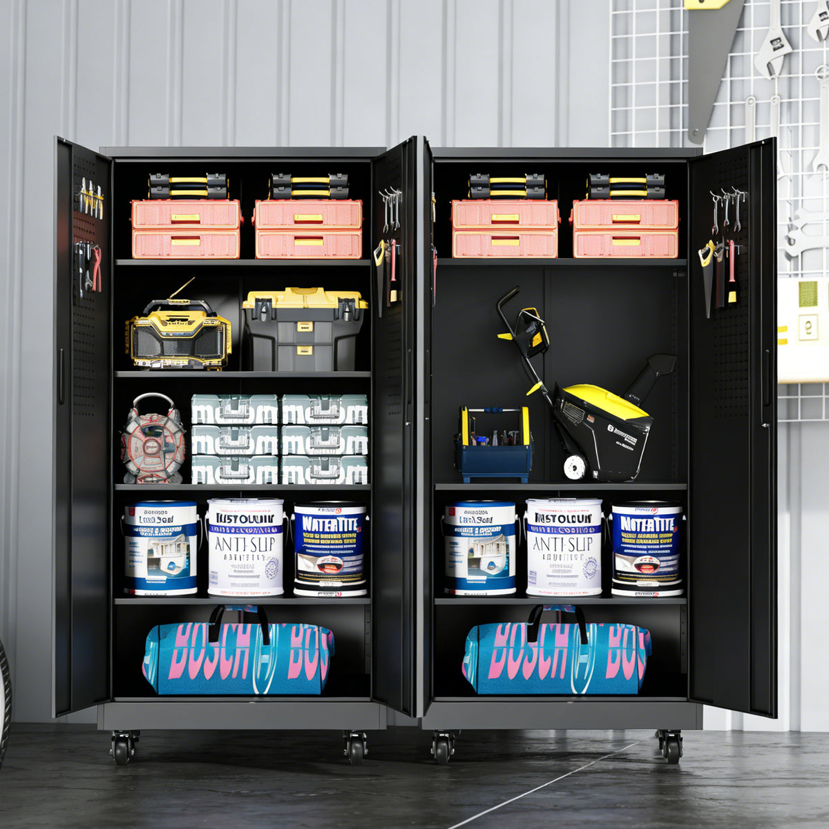 Heavy-Duty Metal Storage Cabinet with Wheels