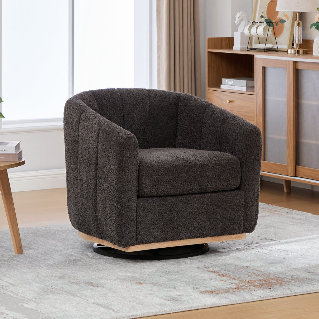 31.89" Wide Modern Chenille Cushioned Metal Base 360° Swivel Chair